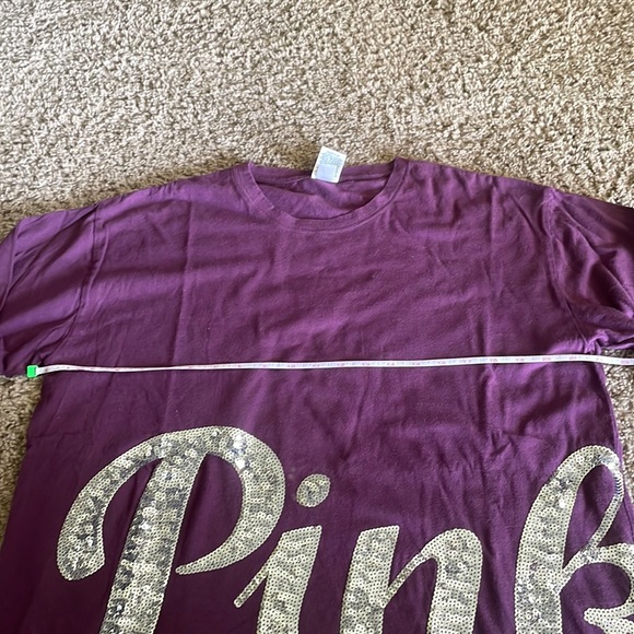 Ladies Pink Victoria Secret l/s top with silver sequins spelling PINK Sz L - Picture 6 of 12